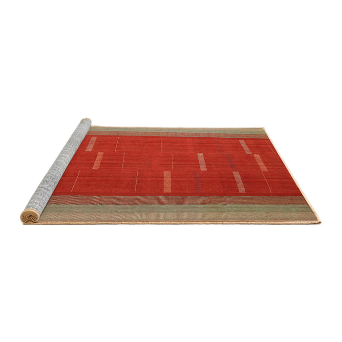 Serging Thickness of Machine Washable Contemporary Red Rug, wshcon1156