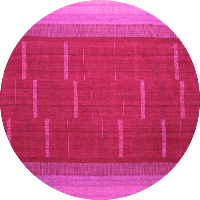 Round Machine Washable Abstract Pink Contemporary Rug, wshcon1156pnk