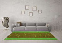 Machine Washable Abstract Green Contemporary Rug, wshcon1156grn