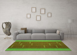 Machine Washable Abstract Green Contemporary Area Rugs in a Living Room,, wshcon1156grn