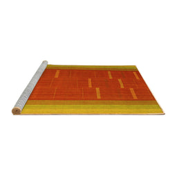 Sideview of Machine Washable Abstract Yellow Contemporary Rug, wshcon1156yw
