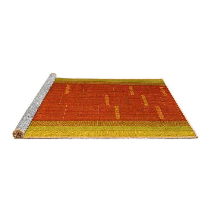 Sideview of Machine Washable Abstract Yellow Contemporary Rug, wshcon1156yw