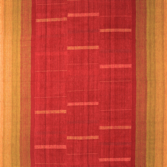 Round Machine Washable Abstract Orange Contemporary Area Rugs, wshcon1156org