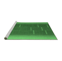 Sideview of Machine Washable Abstract Emerald Green Contemporary Area Rugs, wshcon1156emgrn