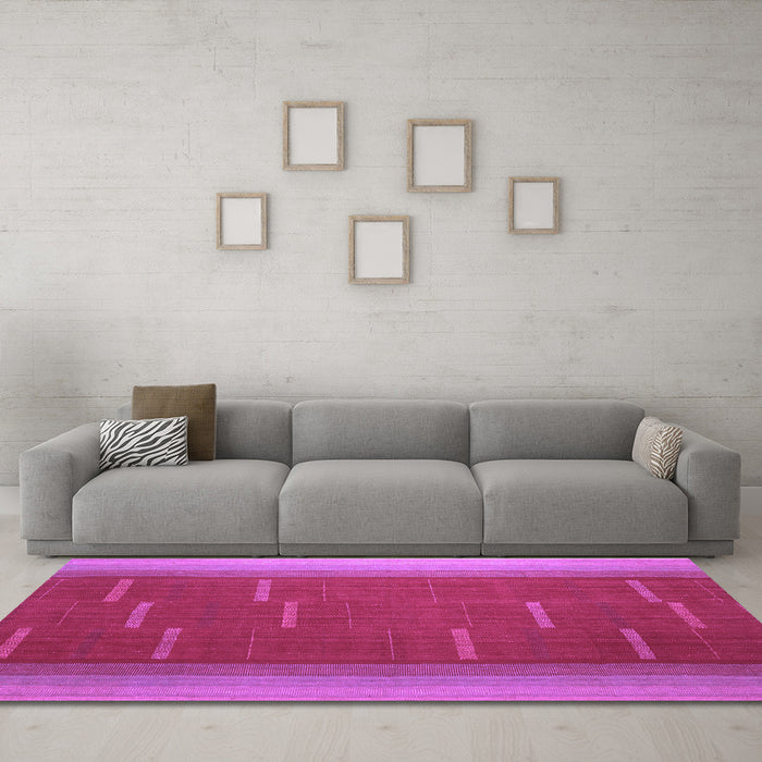 Machine Washable Abstract Purple Contemporary Area Rugs in a Living Room, wshcon1156pur