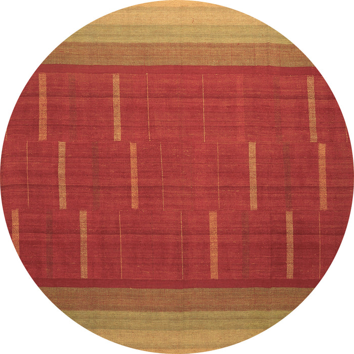 Round Abstract Brown Contemporary Rug, con1156brn