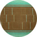 Round Abstract Turquoise Contemporary Rug, con1156turq