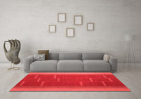 Machine Washable Abstract Red Contemporary Rug, wshcon1156red