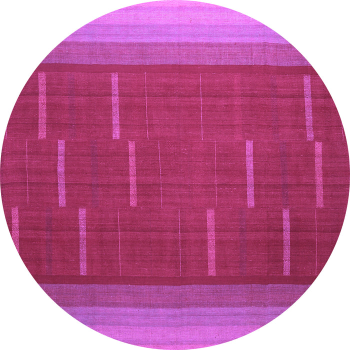 Round Machine Washable Abstract Purple Contemporary Area Rugs, wshcon1156pur