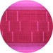 Round Abstract Pink Contemporary Rug, con1156pnk