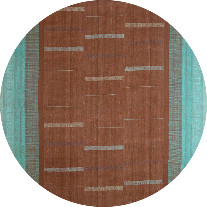 Round Abstract Light Blue Contemporary Rug, con1156lblu