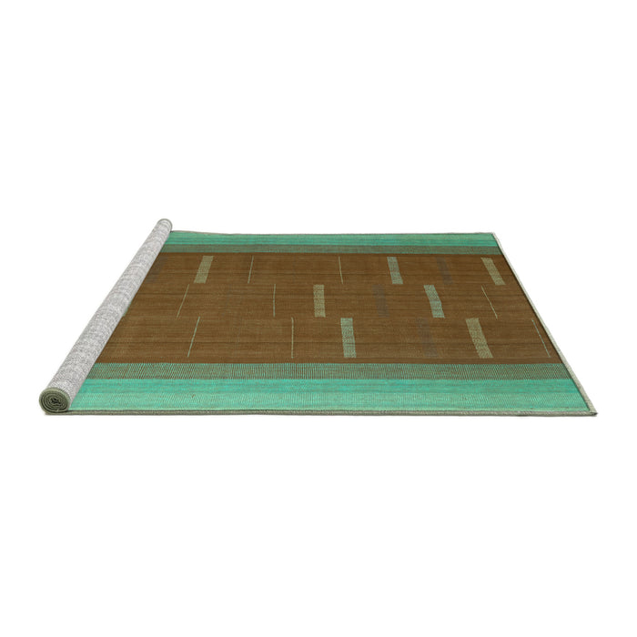 Sideview of Machine Washable Abstract Turquoise Contemporary Area Rugs, wshcon1156turq