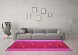 Machine Washable Abstract Pink Contemporary Rug in a Living Room, wshcon1156pnk