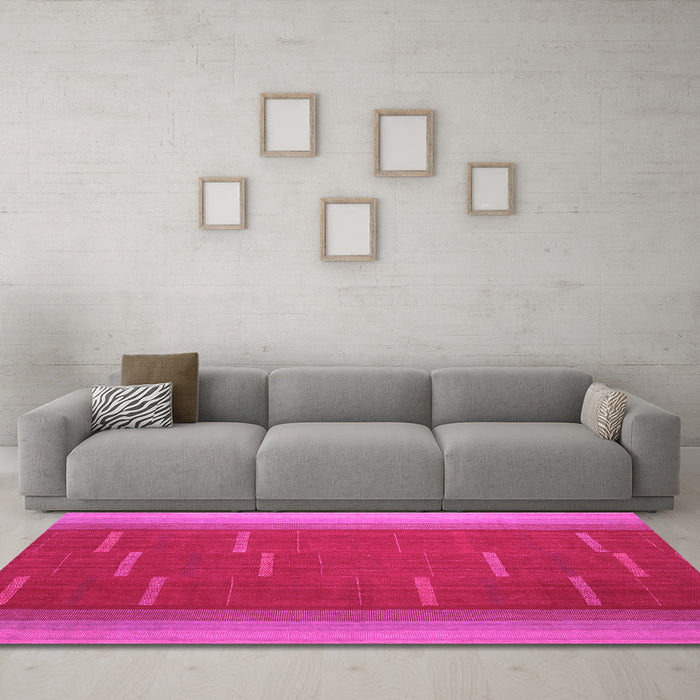 Machine Washable Abstract Pink Contemporary Rug in a Living Room, wshcon1156pnk