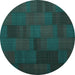 Round Abstract Turquoise Contemporary Rug, con1157turq