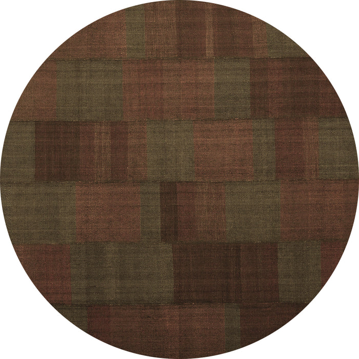 Round Abstract Brown Contemporary Rug, con1157brn