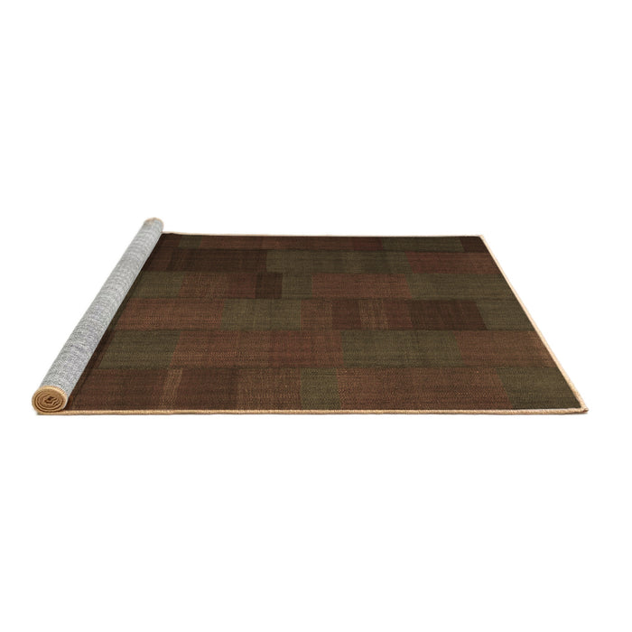 Sideview of Machine Washable Abstract Brown Contemporary Rug, wshcon1157brn