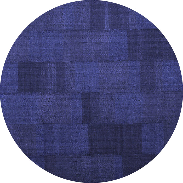 Round Abstract Blue Contemporary Rug, con1157blu