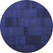 Round Abstract Blue Contemporary Rug, con1157blu