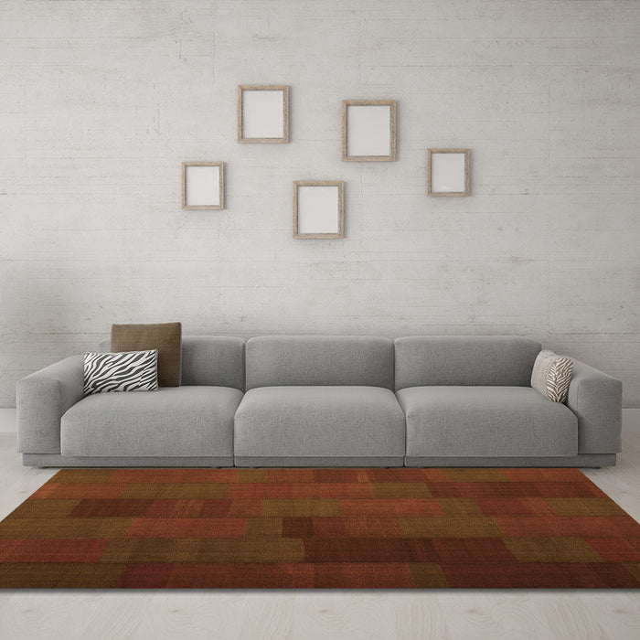 Machine Washable Abstract Orange Contemporary Area Rugs in a Living Room, wshcon1157org
