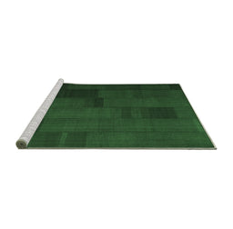 Sideview of Machine Washable Abstract Emerald Green Contemporary Area Rugs, wshcon1157emgrn