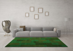 Machine Washable Abstract Green Contemporary Area Rugs in a Living Room,, wshcon1157grn