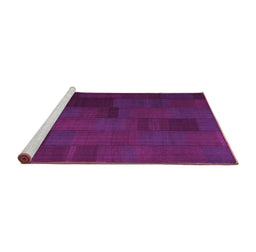 Sideview of Machine Washable Abstract Pink Contemporary Rug, wshcon1157pnk