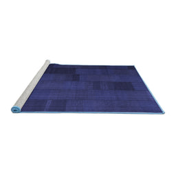Sideview of Machine Washable Abstract Blue Contemporary Rug, wshcon1157blu