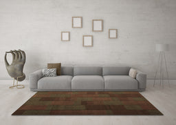 Machine Washable Abstract Brown Contemporary Rug in a Living Room,, wshcon1157brn