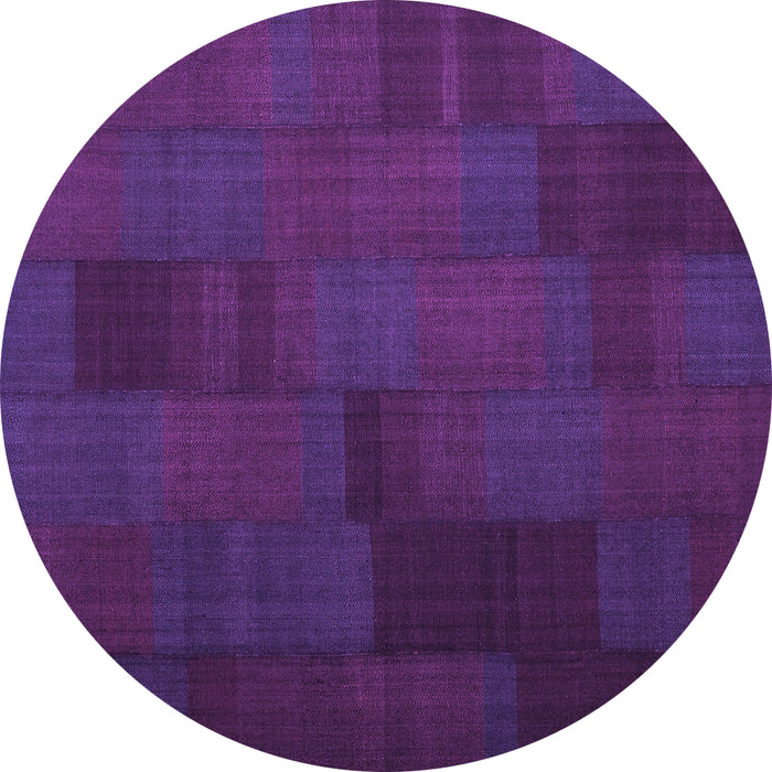 Round Abstract Purple Contemporary Rug, con1157pur