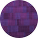 Round Abstract Purple Contemporary Rug, con1157pur