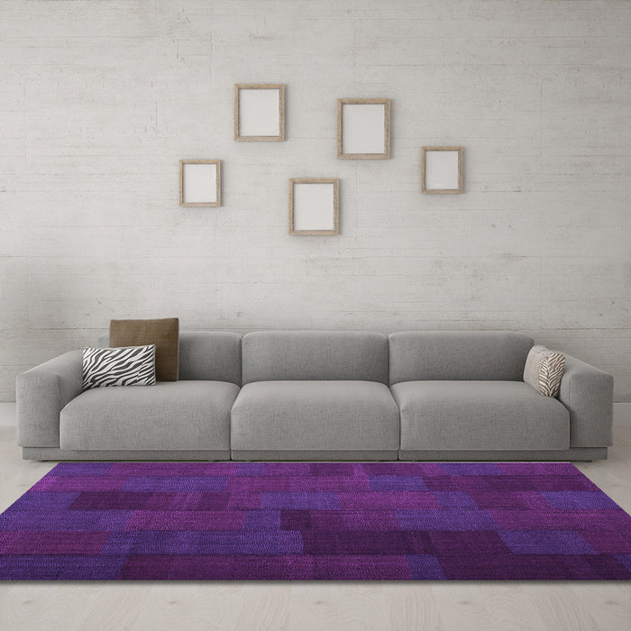 Machine Washable Abstract Purple Contemporary Area Rugs in a Living Room, wshcon1157pur