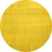 Round Solid Yellow Modern Rug, con1158yw