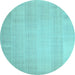 Round Machine Washable Solid Light Blue Modern Rug, wshcon1158lblu