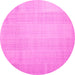 Round Solid Pink Modern Rug, con1158pnk