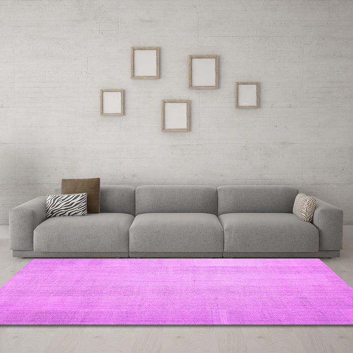 Machine Washable Solid Purple Modern Area Rugs in a Living Room, wshcon1158pur