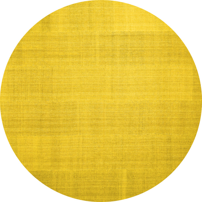 Round Machine Washable Solid Yellow Modern Rug, wshcon1158yw