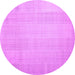 Round Machine Washable Solid Purple Modern Area Rugs, wshcon1158pur