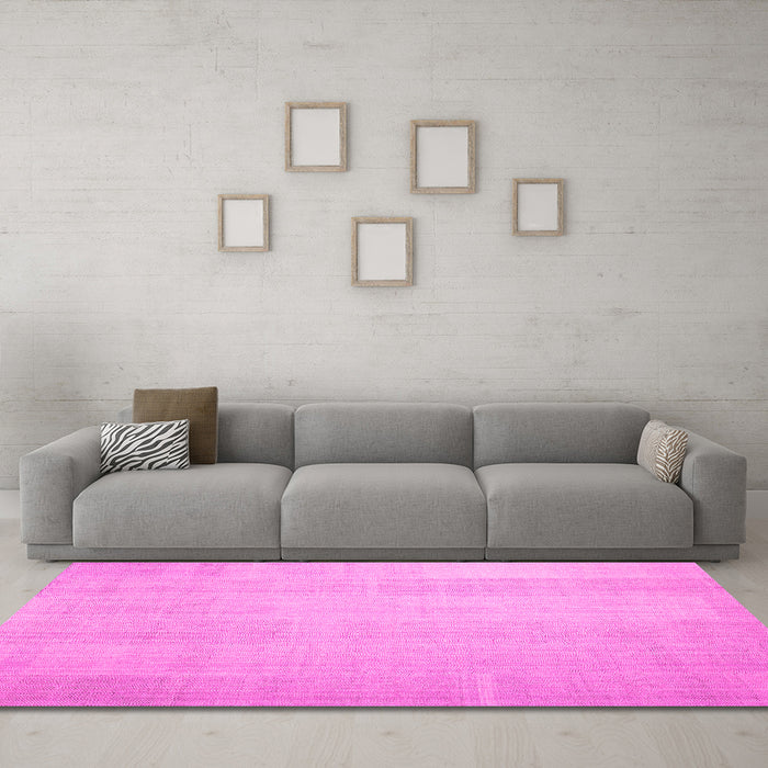 Machine Washable Solid Pink Modern Rug in a Living Room, wshcon1158pnk
