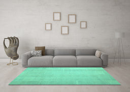 Machine Washable Solid Turquoise Modern Area Rugs in a Living Room,, wshcon1158turq