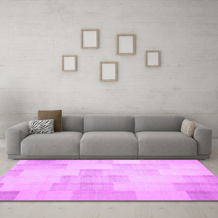 Machine Washable Solid Purple Modern Area Rugs in a Living Room, wshcon1159pur