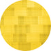 Round Solid Yellow Modern Rug, con1159yw