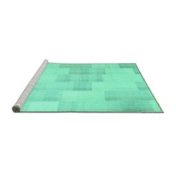Sideview of Machine Washable Solid Turquoise Modern Area Rugs, wshcon1159turq