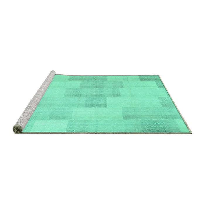 Sideview of Machine Washable Solid Turquoise Modern Area Rugs, wshcon1159turq
