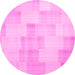 Round Solid Pink Modern Rug, con1159pnk