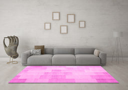 Machine Washable Solid Pink Modern Rug in a Living Room, wshcon1159pnk