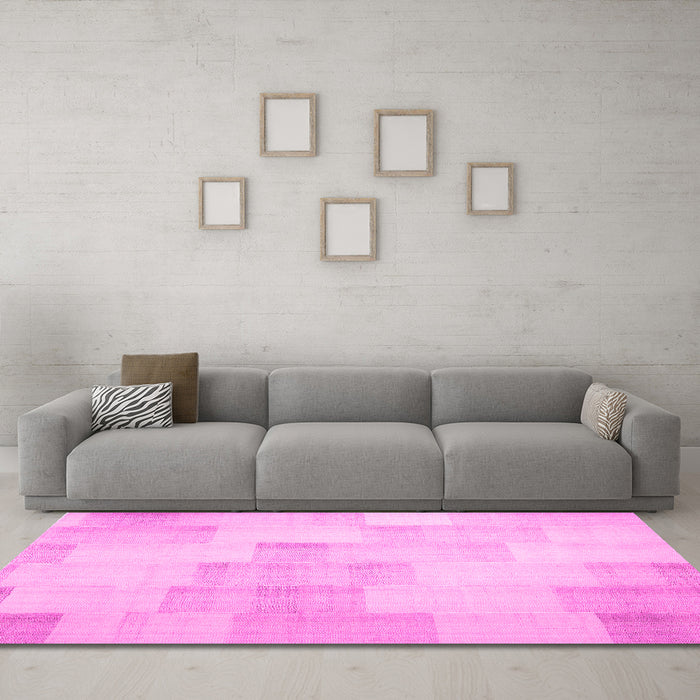 Machine Washable Solid Pink Modern Rug in a Living Room, wshcon1159pnk