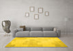 Machine Washable Solid Yellow Modern Rug in a Living Room, wshcon1159yw