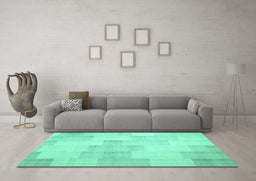 Machine Washable Solid Turquoise Modern Area Rugs in a Living Room,, wshcon1159turq