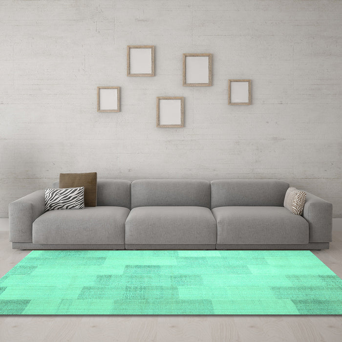 Machine Washable Solid Turquoise Modern Area Rugs in a Living Room,, wshcon1159turq